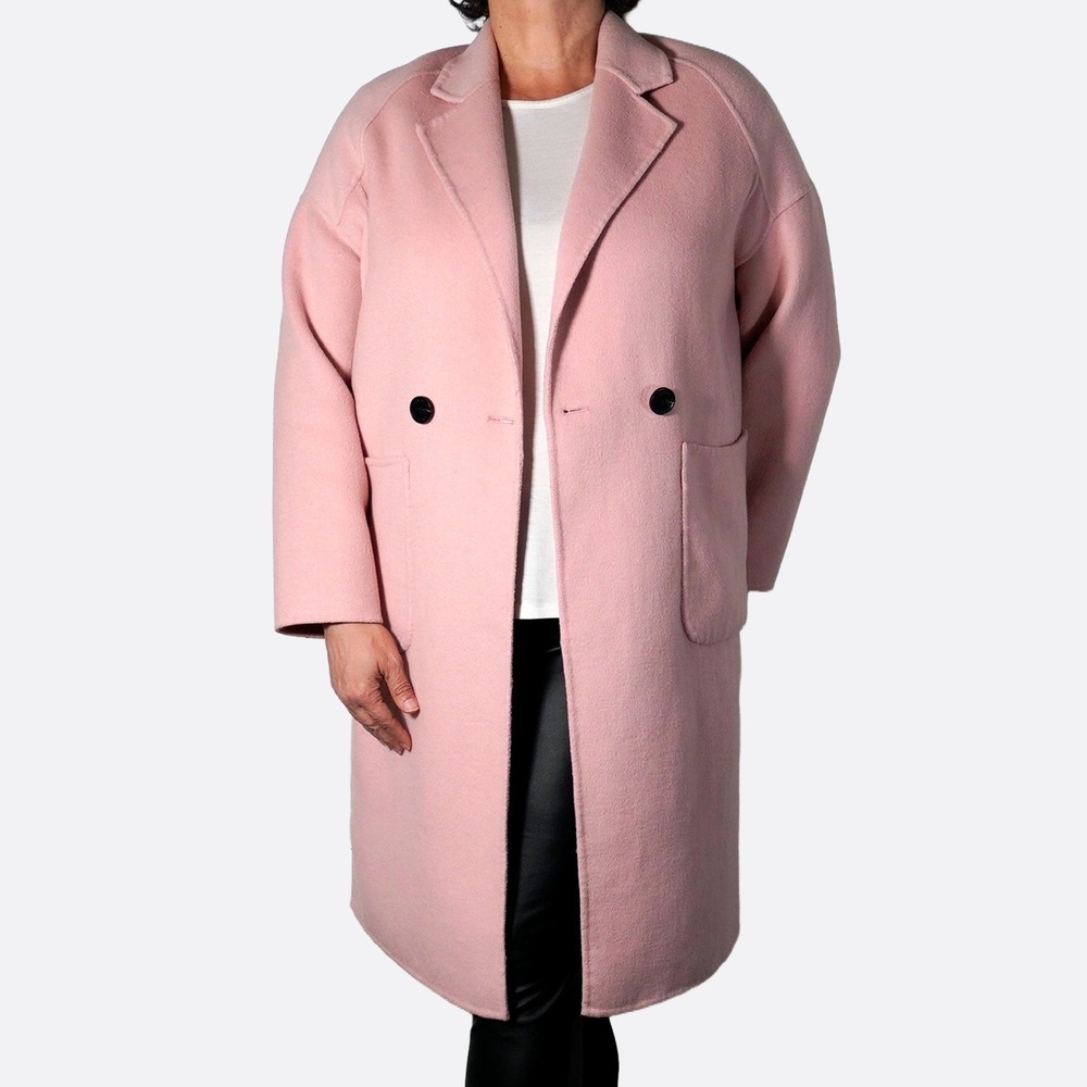 Belle & Bloom Wool Blend Coat M/L Pink‎ Double Breasted Jacket Quiet Luxury